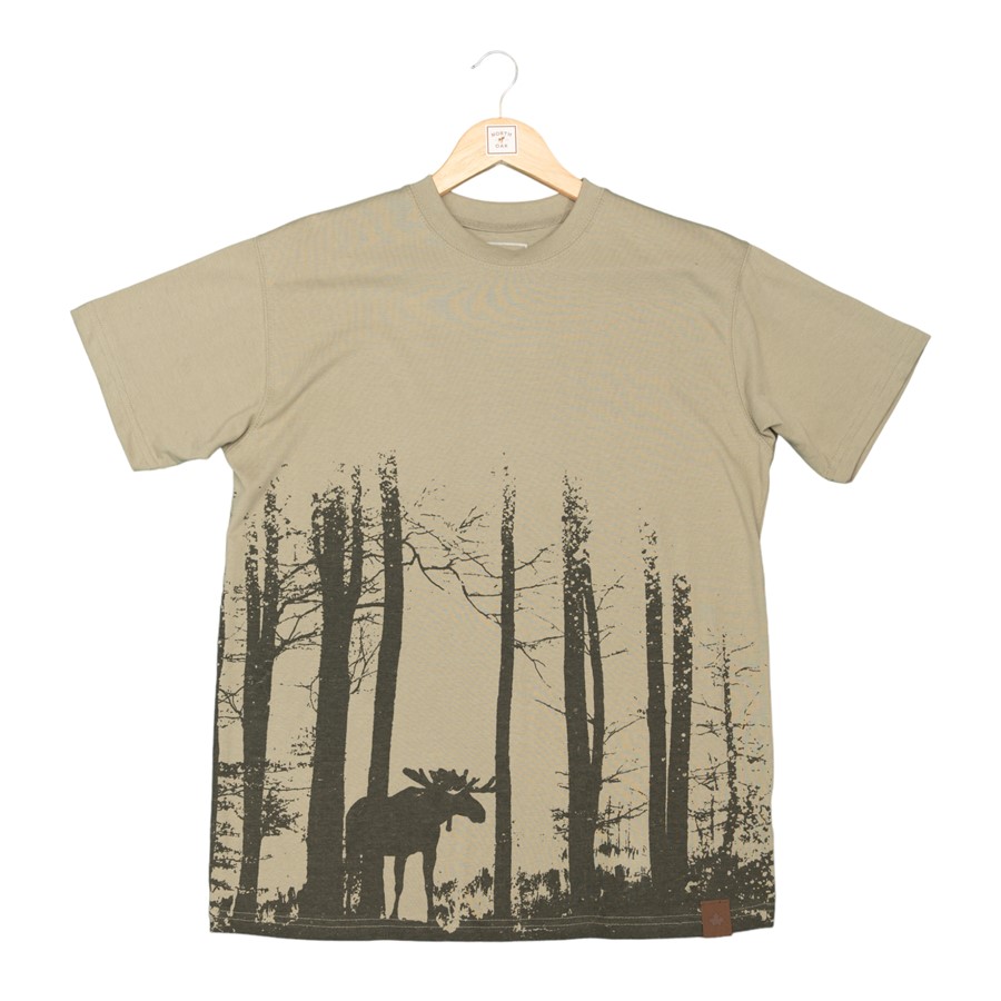 N&O ENZYME WASHED T-SHIRT WITH MOOSE PRINT